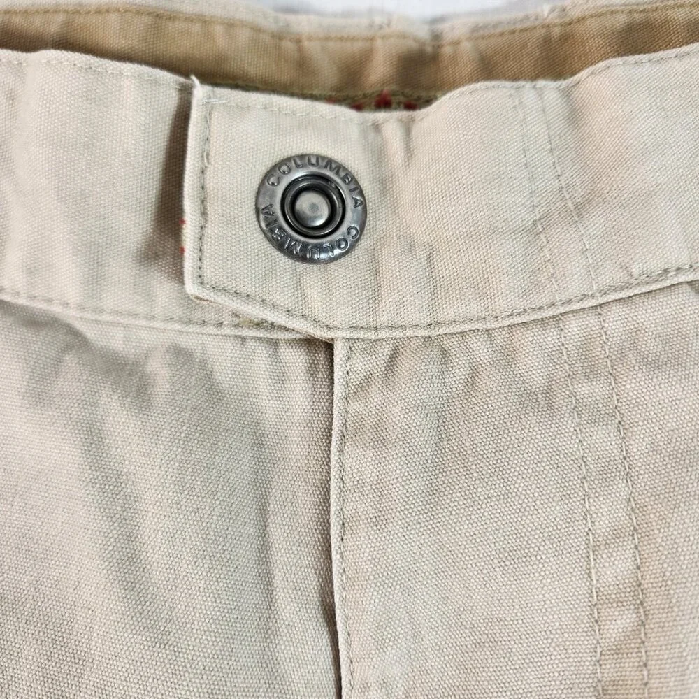 Columbia Outdoor Mens Cotton Khaki Pants Sz 36 (Actual 35) Snap Button Belted - Picture 7 of 12